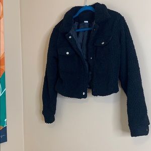 Furry Black Cropped Jacket **NEW
